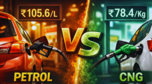 Petrol versus CNG price comparison.