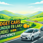 Budget cars on winding road.