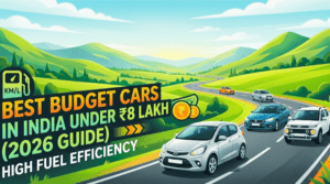 Budget cars on winding road.