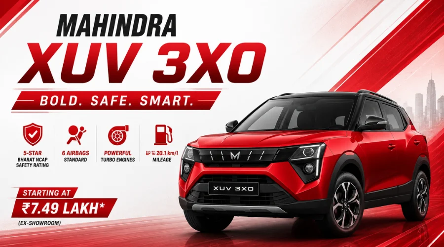 Best 5-Star NCAP Safe Cars Under ₹15 Lakh In India : Mahindra XUV 3XO