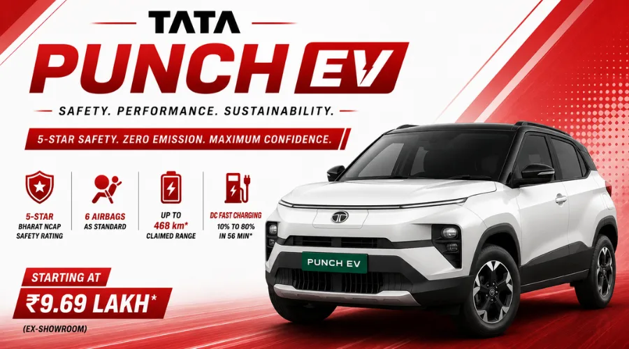 Best 5-Star NCAP Safe Cars Under ₹15 Lakh In India: Tata Punch EV